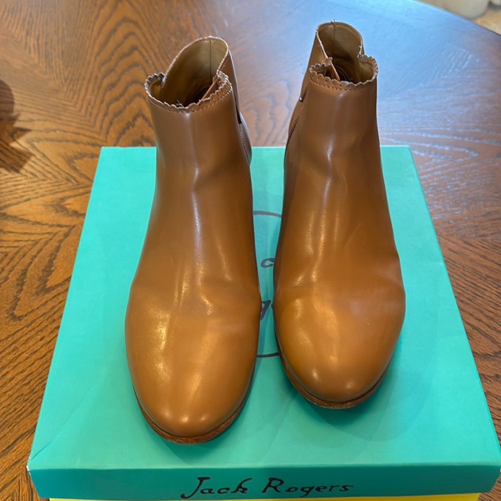 Jack Rogers Bailee Booties in Cognac, size 8, original box included